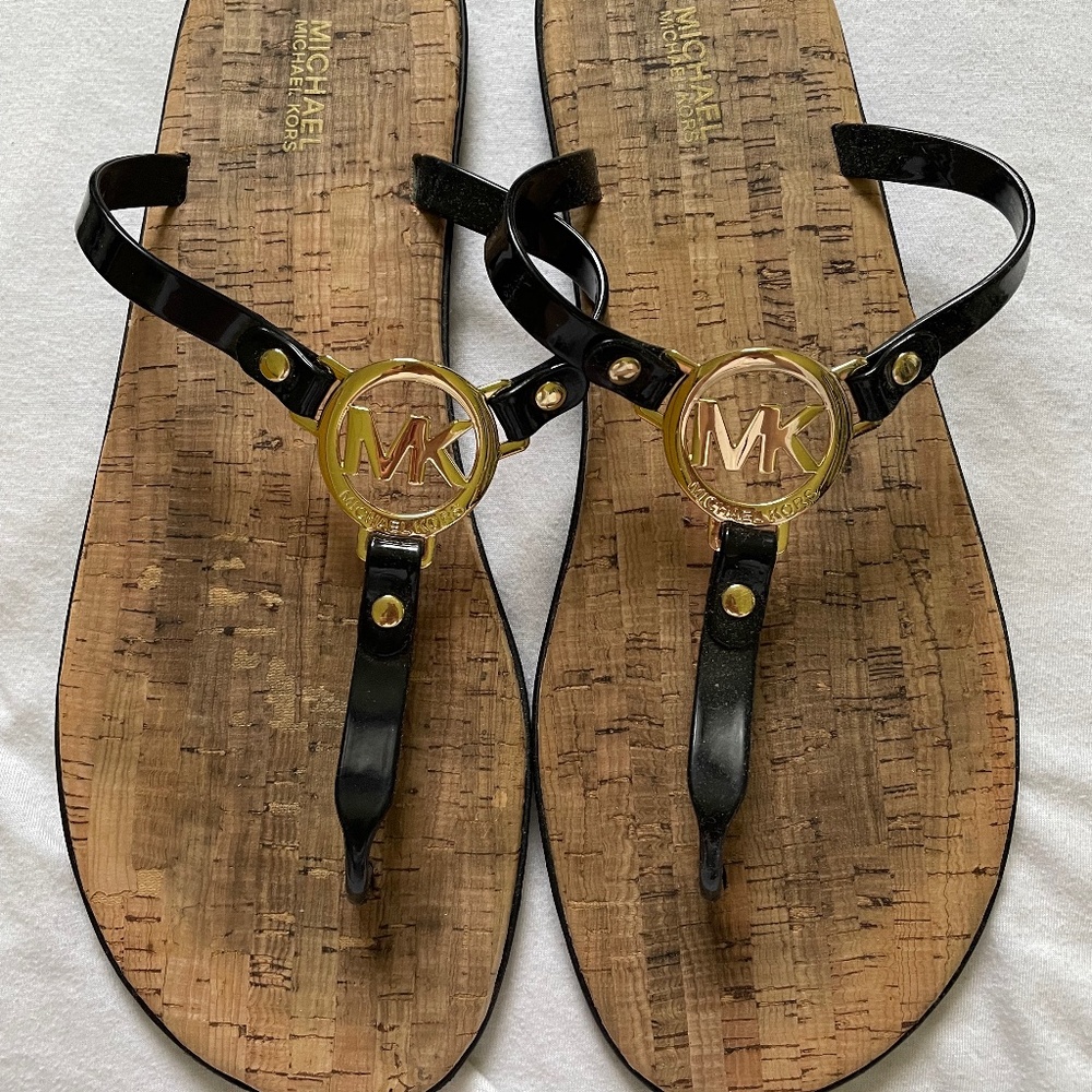 Michael Kors Black cork sandal flip flops
